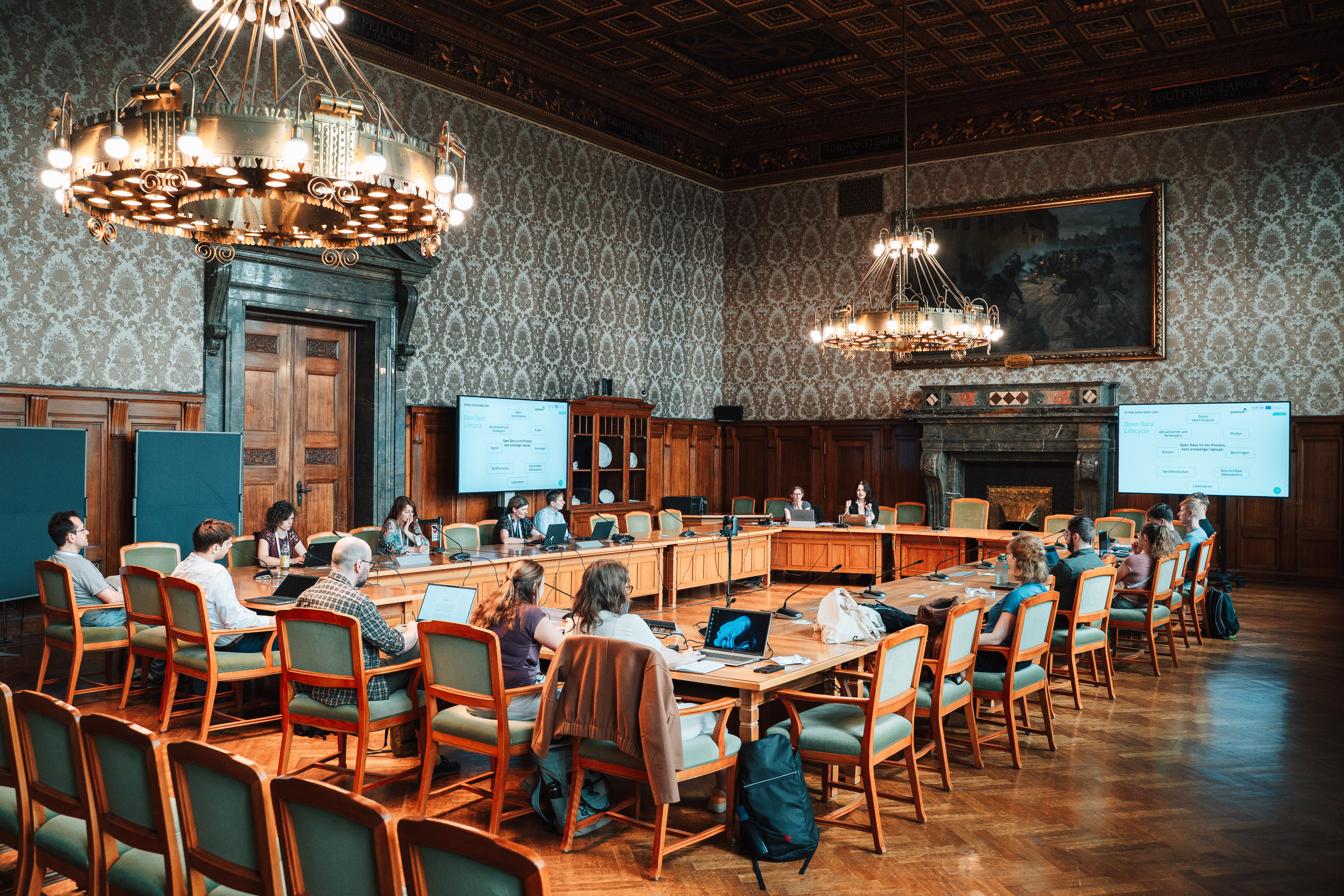 Image of an ongoing workshop at historical Ratsplenarsaal